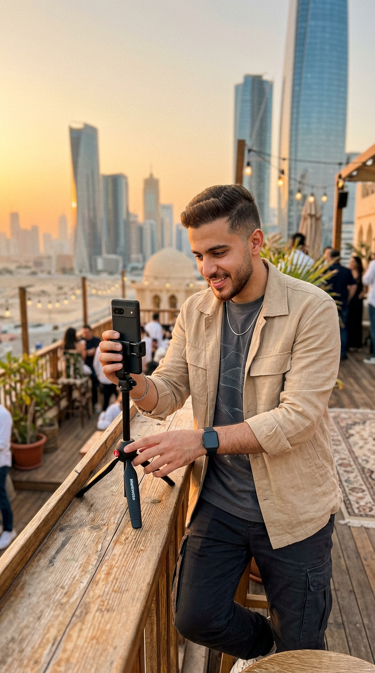 Creator filming a video, Gulf dialect sample
