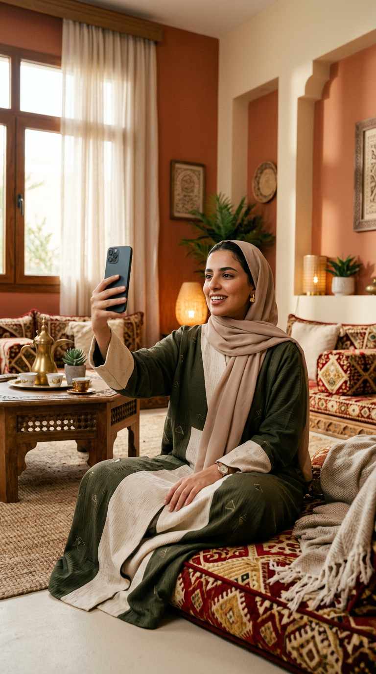 Creator filming a video, Saudi dialect sample